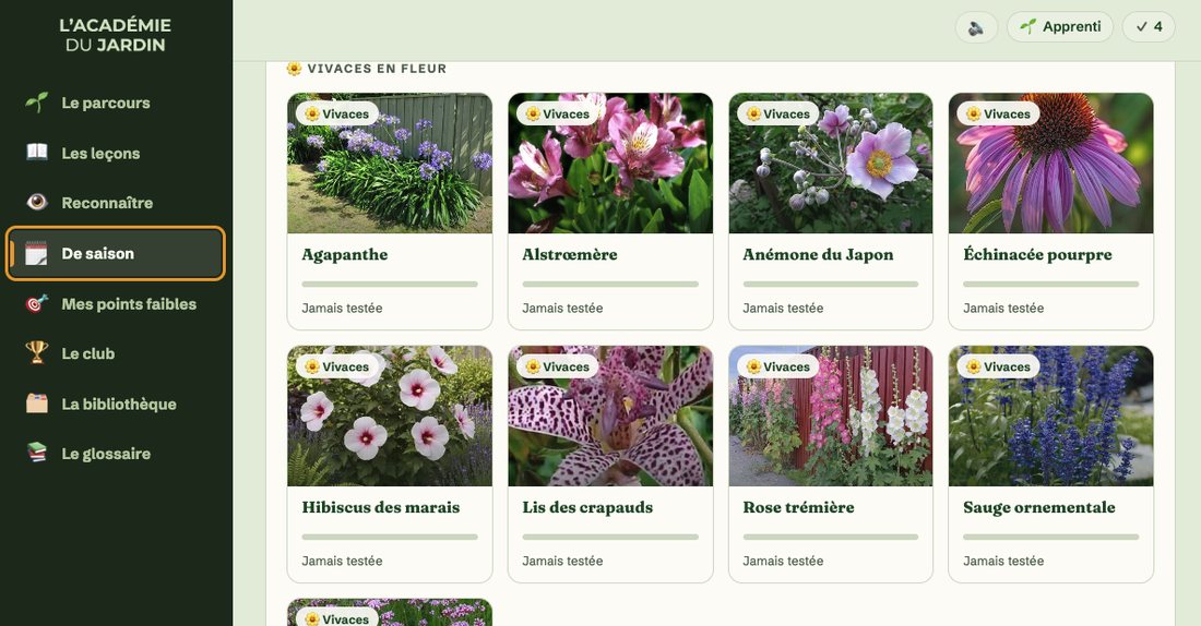 L'Académie du jardin&nbsp;: les fiches plantes de saison